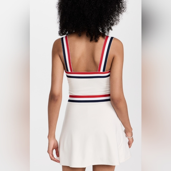 Reformation Farrah‎ Ecomove Athletic Mini Dress Medium Striped White Pickleball - Picture 2 of 14